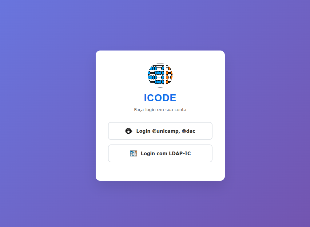 Tela de login do sistema ICODE