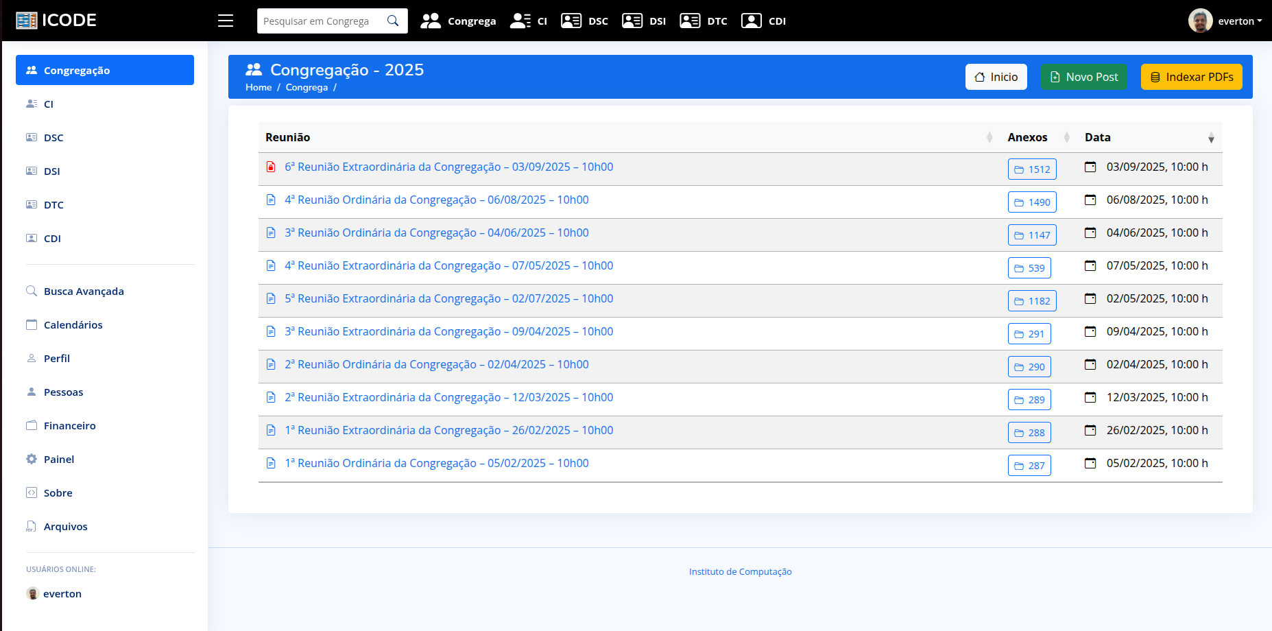 Visualização de documentos por ano