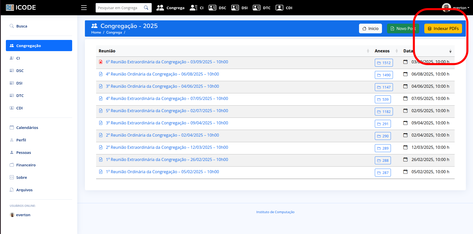 Indexação de todos os anexos do ano