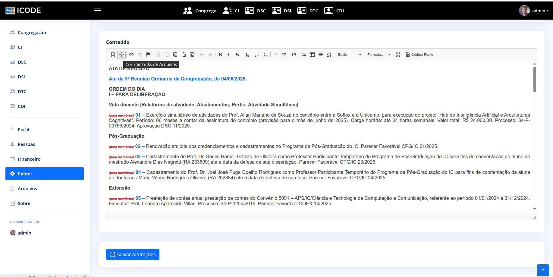 Corrigindo links de arquivos