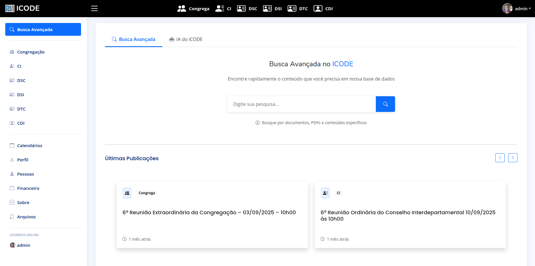Recurso de Busca Avançada (Todo o ICODE)