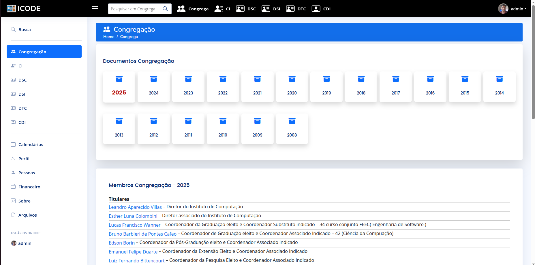 Estrutura de conteúdo dos colegiados